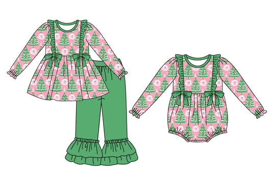 25.5.20 custom each style moq 5eta 4-6week Sibling Sisters Christmas baby girl long sleeve pants sets and rompers match family design