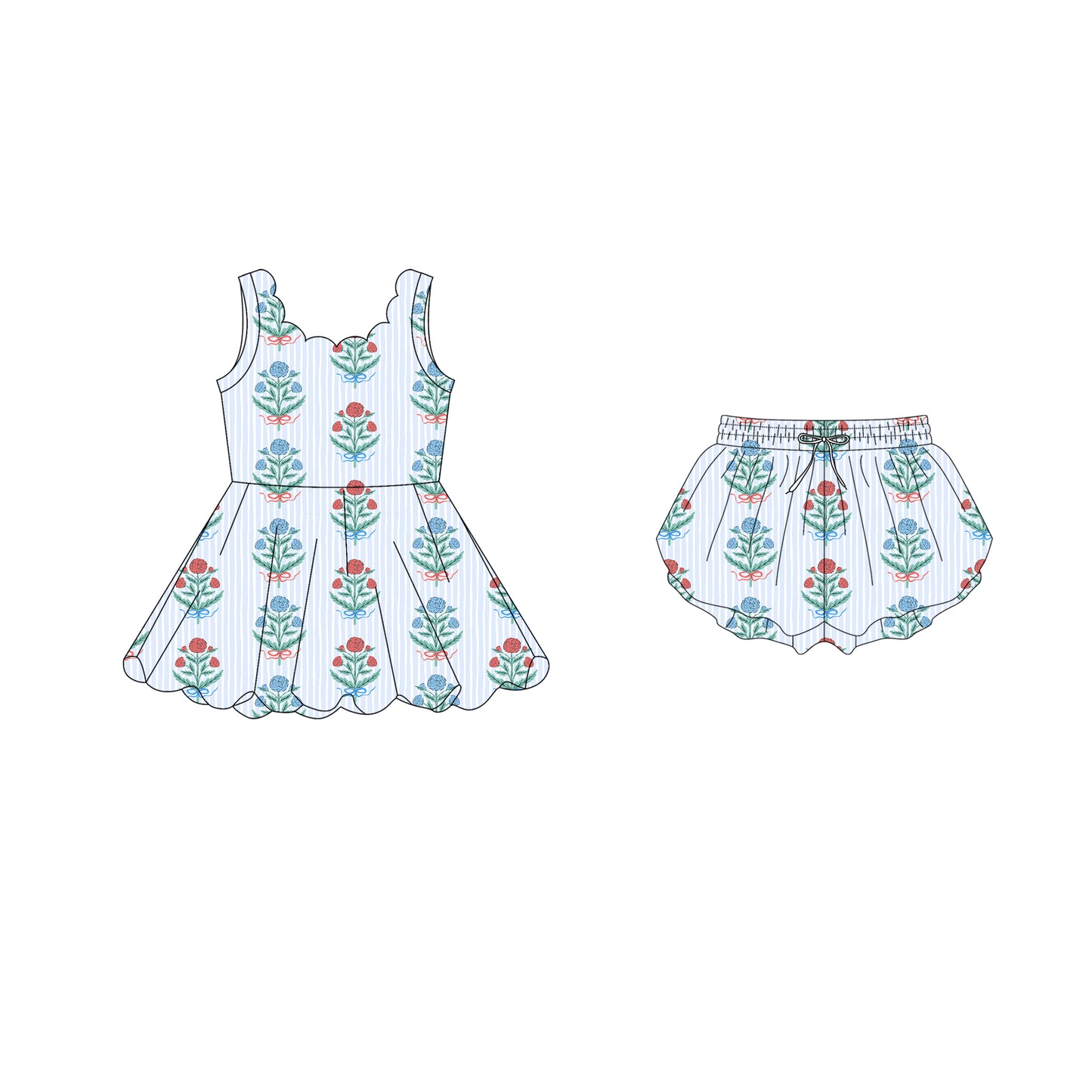 4.15 custom each style moq 5eta 4-6week Sibling Sister floral baby girls clothes Short sleeve yoga dress and shorts match family design
