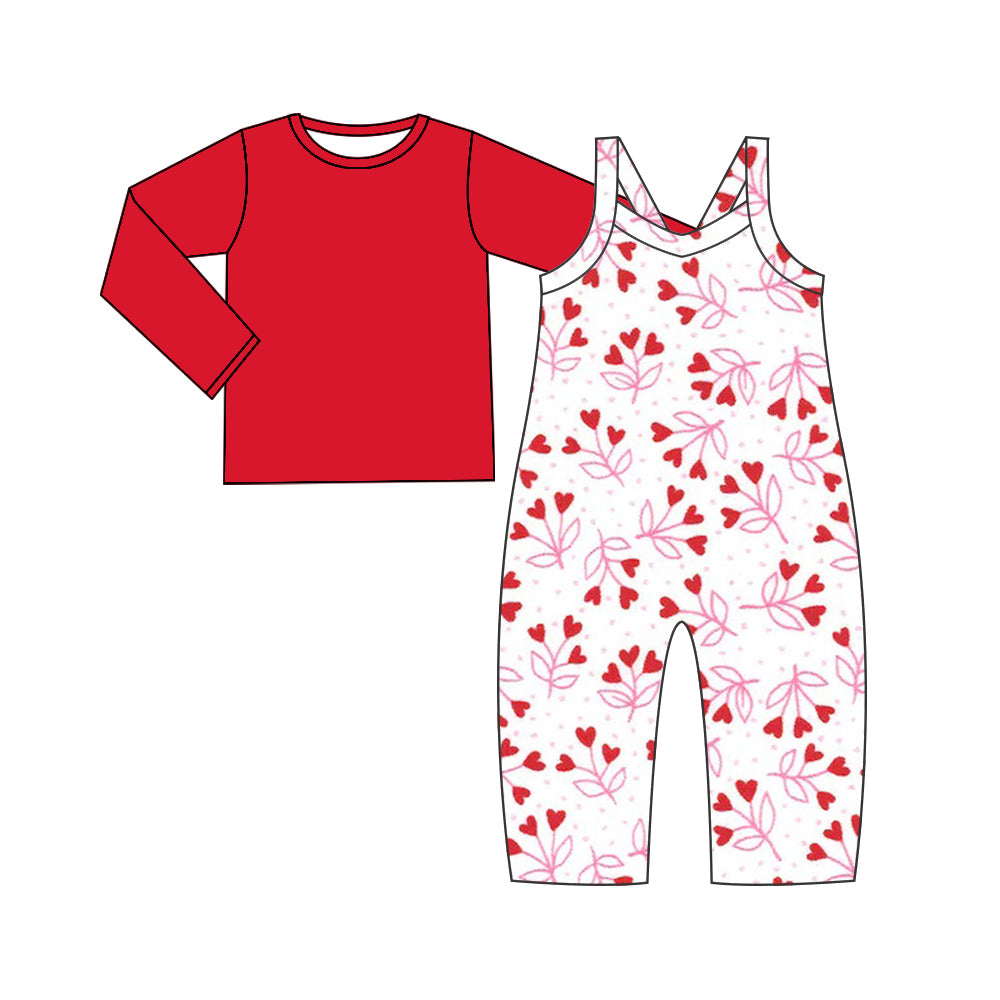 9.13 custom each style moq 5eta 4-6week baby girls clothes loved red long sleeve suspender pants sets