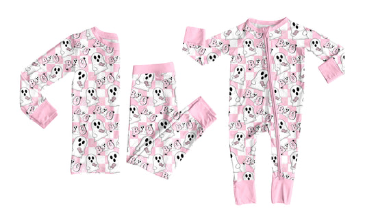 25.6.4 custom each style moq 5eta 4-6week Sibling Sisters  BOO pink baby girl long sleeve pants sets and rompers match family design