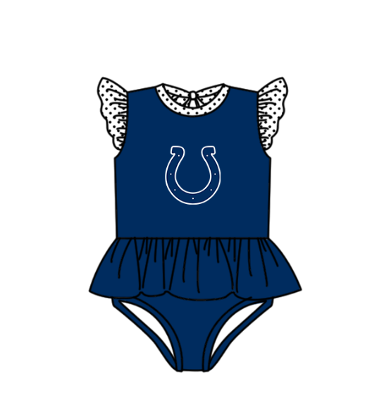 Custom moq 5 mix size milk silk summer teams baby girl boys clothes Navy Blue Two-Piece Swimsuit Set One Piece Swimsuits boy swim trunks