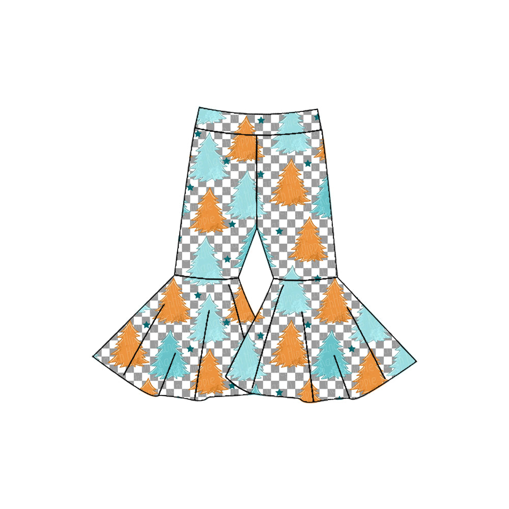 6.19 custom each style moq 5eta 4-6week baby girl clothes trees bell bottom pant jeans pant