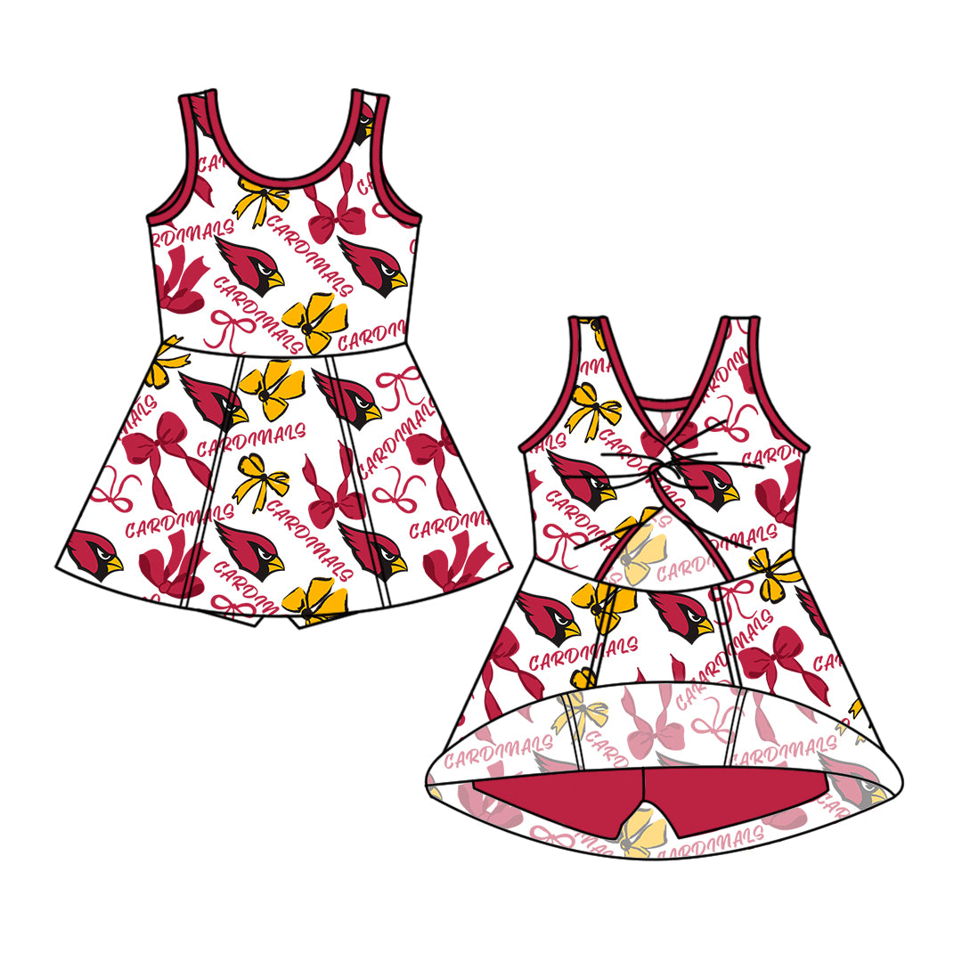 Custom moq 5 mix sizes summer teams baby girls clothes team red short sleeve skirts shorts sets 1 and skirts sets 2 and dress 1 and dress 2 and dress 3 and dress 4-25.6.9