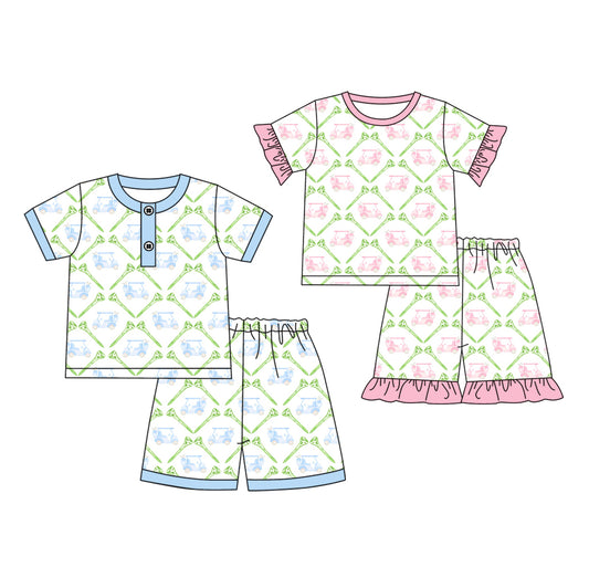 3.6 custom each style moq 5eta 4-6week Sibling Sister bow baby girls short sleeve set and set 2 match design