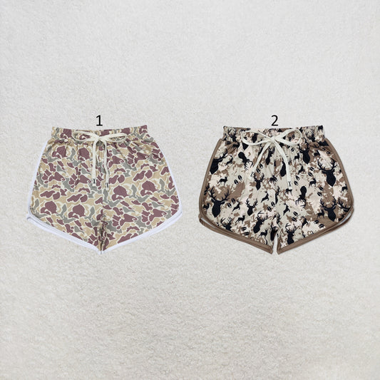 RTS NO MOQ Sibling milk silk Adult Women Camo Print Casual Summer Shorts Bottom
