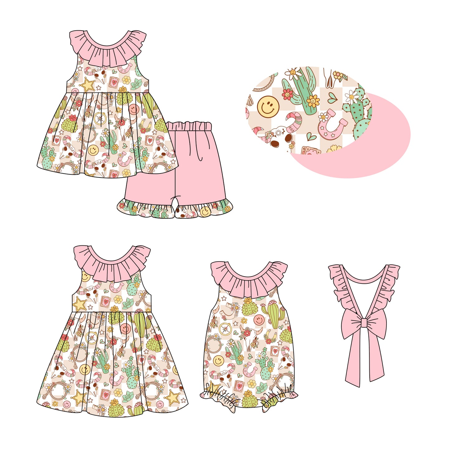 12.31 custom each style moq 5eta 4-6week Sibling Sistes baby girl short sleeve shorts sets and dress and rompers match family design