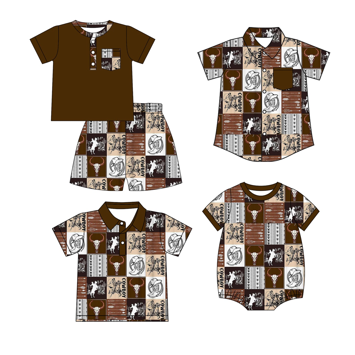 25.12.18 custom each style moq 5 eta 6-8 week Sibling Sister cow head baby boy short sleeve shorts sets and boy rompers and top 2 match family design
