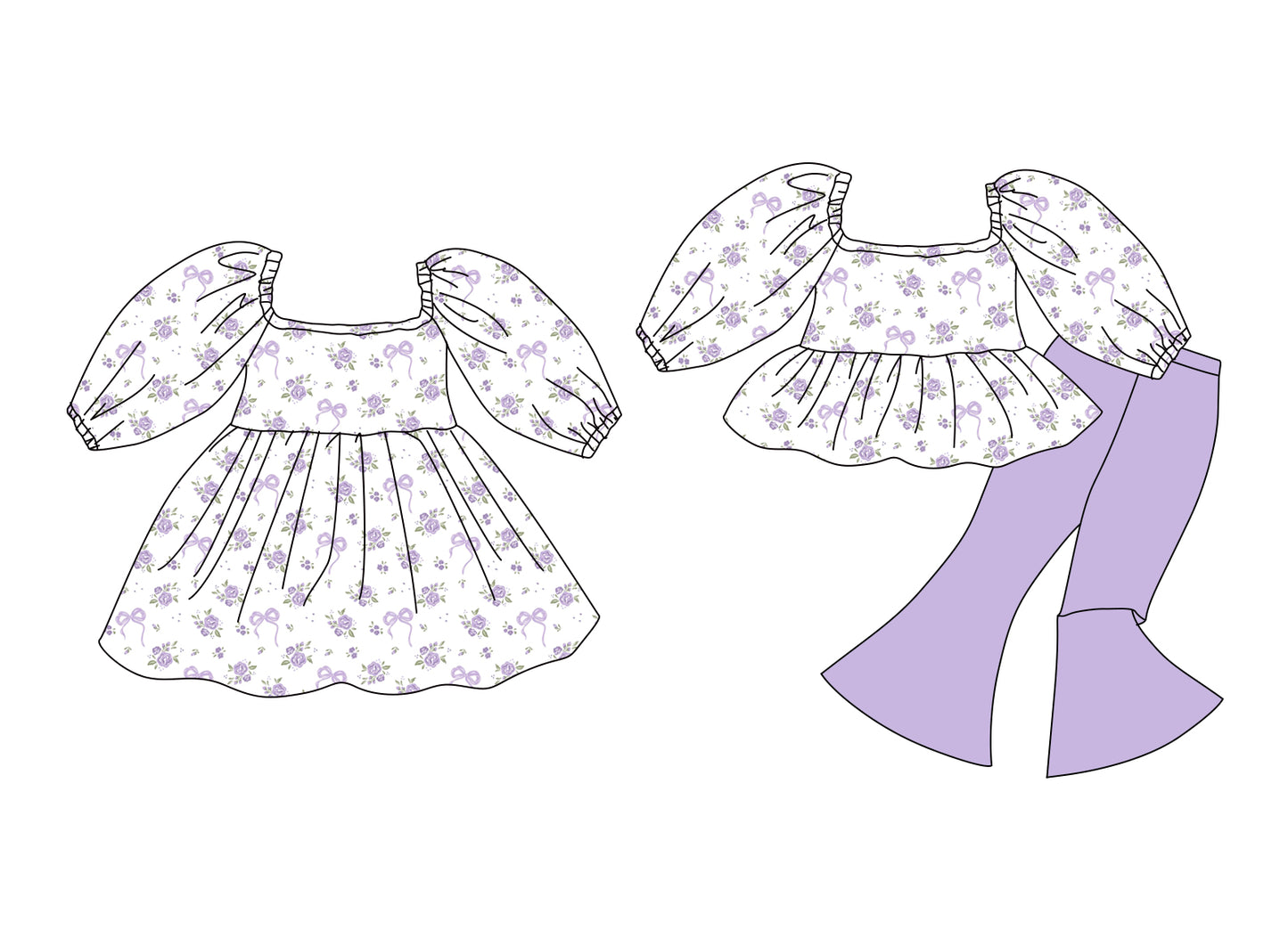 25.12.17 custom each style moq 5 eta 6-8week Sibling Sister bow floral baby short sleeve pants sets and dress match design