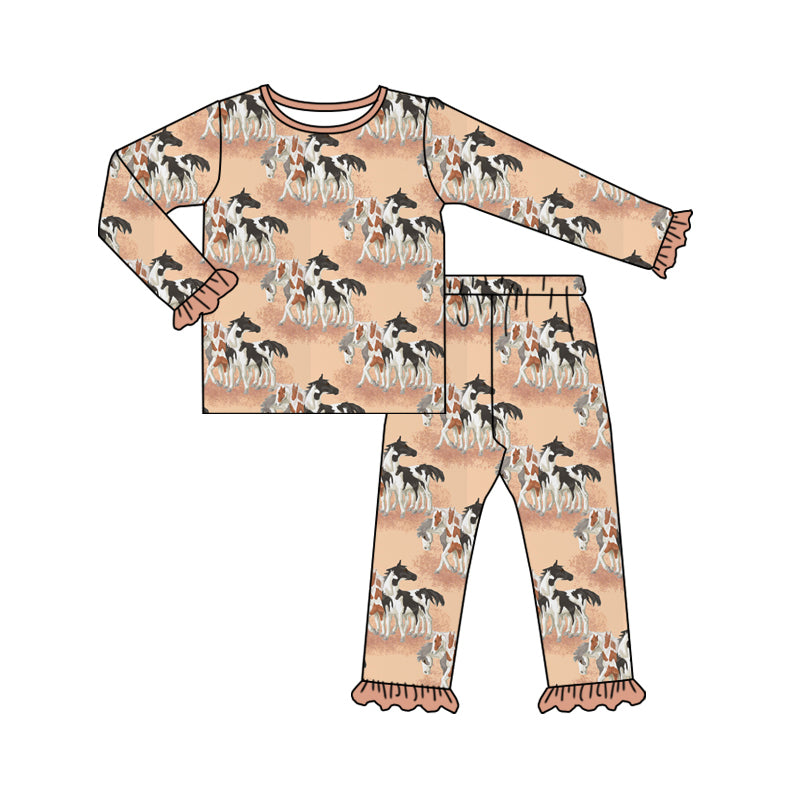 8.17 custom each style moq 5eta 4-6week Sibling Sister horse pink baby girl sets and rompers match family design