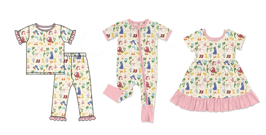 4.30 custom each style moq 5eta 4-6week Sibling Sisters baby girl short sleeve pants sets and dress and rompers match family design