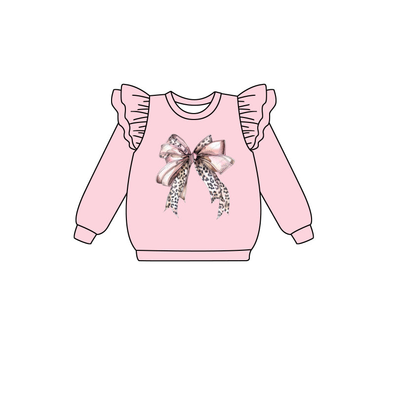 7.26 custom each style moq 5 eta 4-6week baby girls clothes bow pink long sleeve top