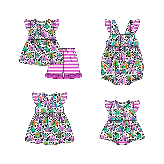 11.16 custom each style moq 5eta 4-6week Sibling Sister rainbow baby girl short sleeve shorts sets and girls romper and boy romper and dress match design