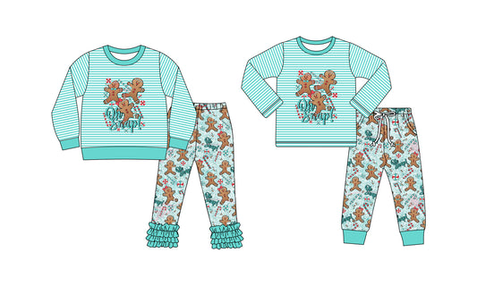 25.7.29 custom each style moq 5eta 4-6week Sibling Sisters Christmas baby boy long sleeve pants sets 1 and sets 2 match family design