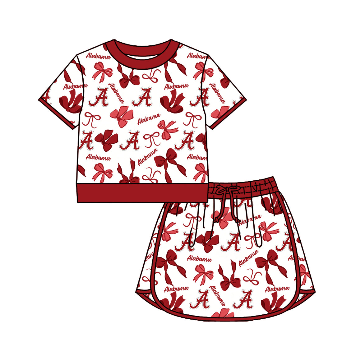 Custom moq 5 mix size milk silk summer teams Girls Polka Dot Sleeveless Top Shorts Set Red  Top Skirt Short Set Long Sleeve Pullover Tops