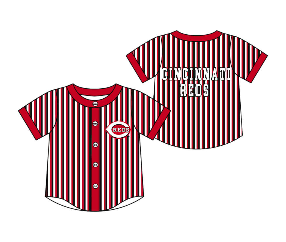 Custom moq 5 mix size milk silk summer teams Red Striped Short-Sleeved Button-Down Shirt for Baby Boy Outfit