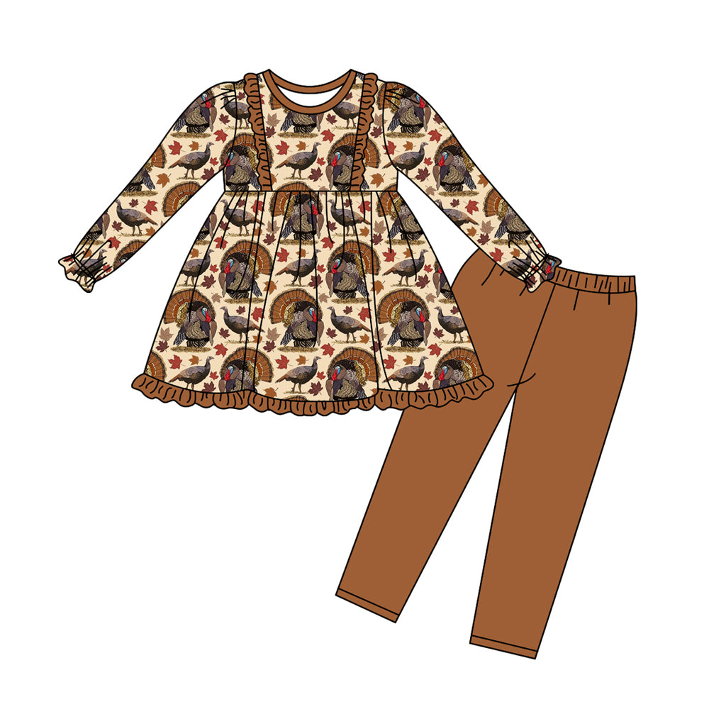 5.23 custom each style moq 5eta 4-5week Sibling Sister turkey brown orange girls outfits dress and baby romper match family design
