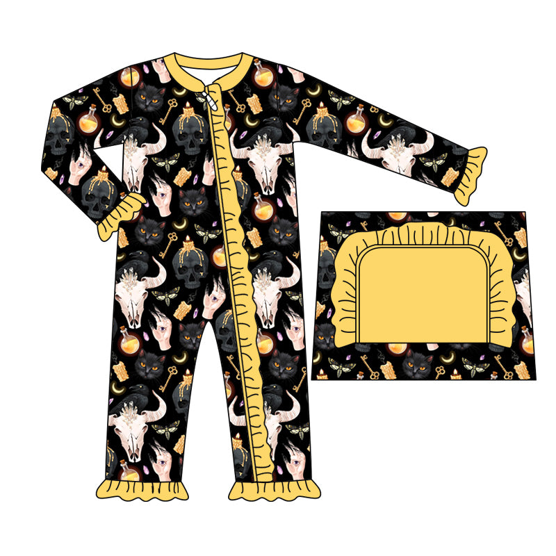 8.7 custom each style moq 5eta 4-6week Sibling Sister cow head black baby girls sets and rompers match family design