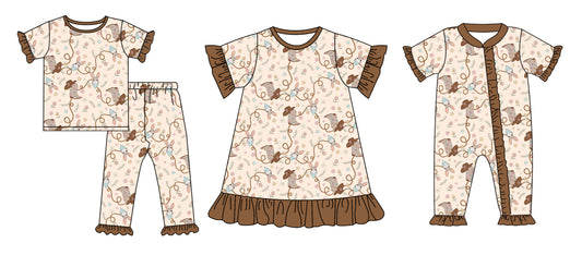 12.26 custom each style moq 5eta 4-6week Sibling Sister easter baby girl sets and dress and rompers match family design