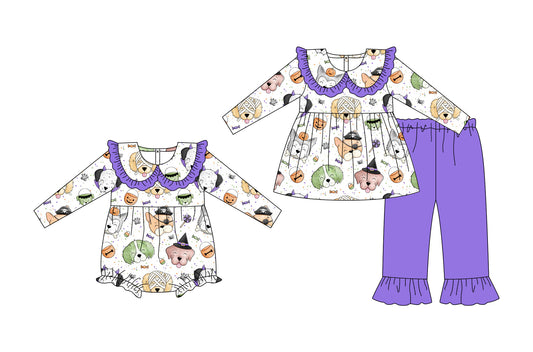 25.5.15 custom each style moq 5eta 4-6week Sibling Sisters pumpkin baby girl long sleeve pants sets and rompers match family design