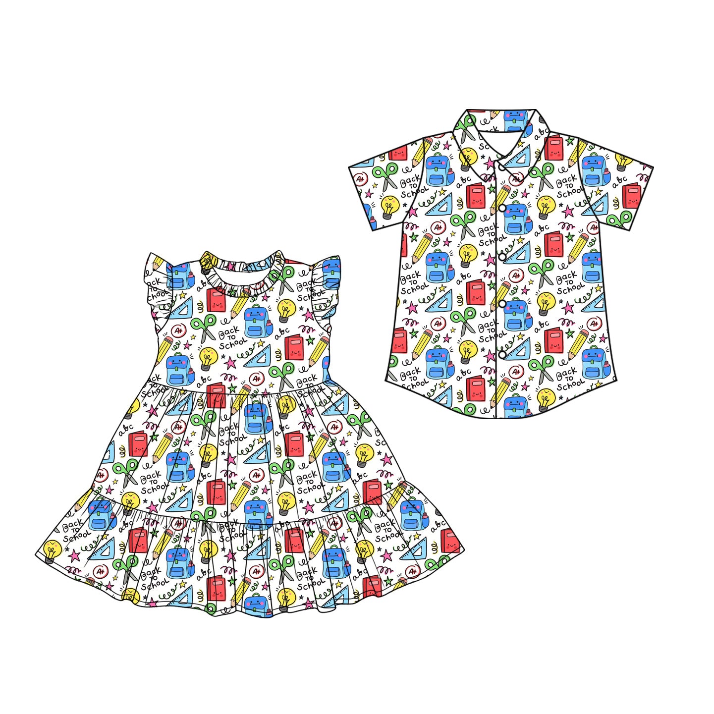 26.1.19 custom each style moq 5 eta 6-8week Sibling Sister baby button short sleeve top and dress match design