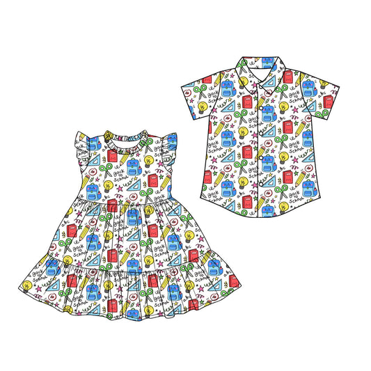 26.1.19 custom each style moq 5 eta 6-8week Sibling Sister baby button short sleeve top and dress match design