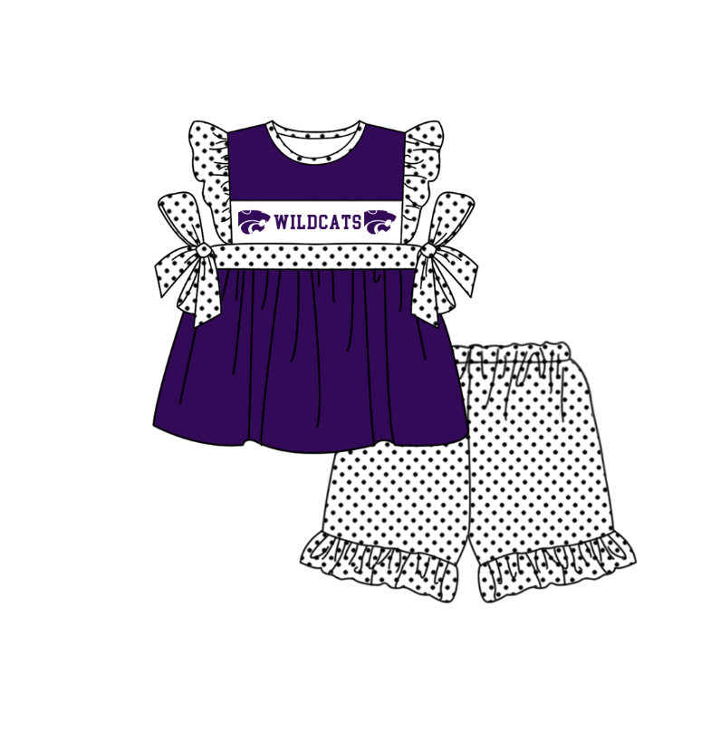 Custom moq 5 mix size milk silk summer teams baby girl boys clothes Dark purple short sleeve shorts sets 2  and dress and rompers 2 series
