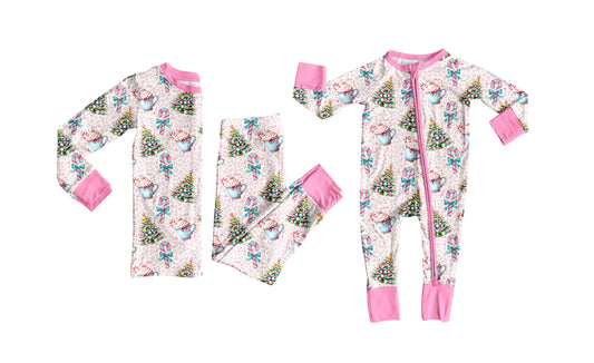 25.8.13 custom each style moq 5eta 4-6week Sibling Sister Christmas bow trees baby girl long sleeve pants sets and rompers match family design