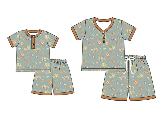 4.21 custom each style moq 5eta 4-6week Sibling Sister short sleeve shorts sets and adult sets match design