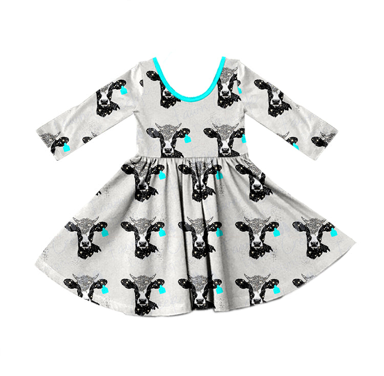 8.26 custom each style moq 5eta 4-6week Sibling Sister cow head baby girl sets and dress match family design