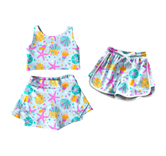 4.10 custom each style moq 5eta 4-6week Sibling Sister baby girls clothes Short sleeve yoga dress and shorts match family design