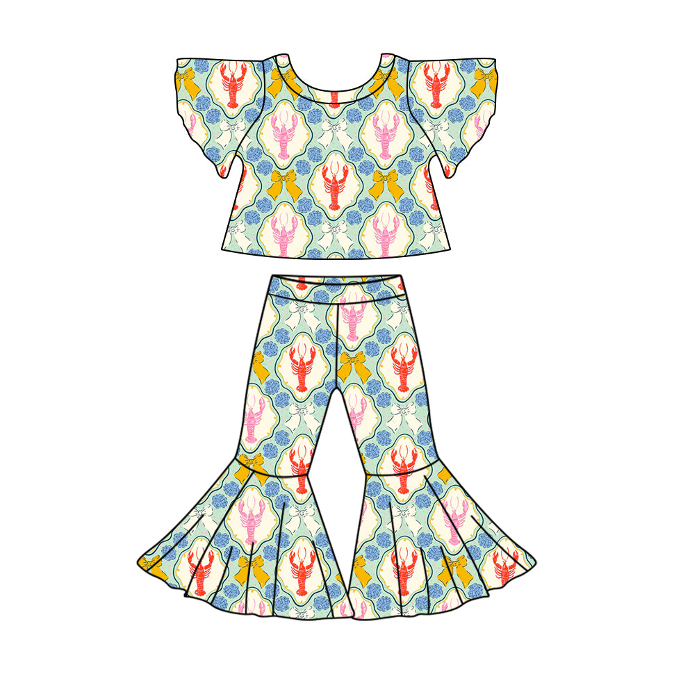 25.10.20 custom each style moq 5 eta 6-8week Sibling Sisters bow floral baby girl short sleeve pants sets 5 match family design