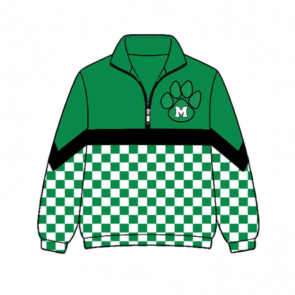 custom moq 5 mix size MSD072906 Baby Kids Checked Zip Pullover Long Sleeve Team Top