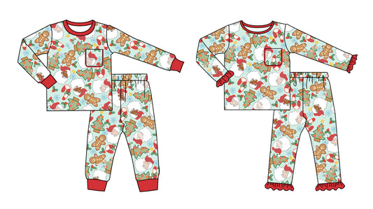 25.7.26 custom each style moq 5eta 4-6week Sibling Sisters Christmas baby boy long sleeve pants sets 1 and sets 2 match family design