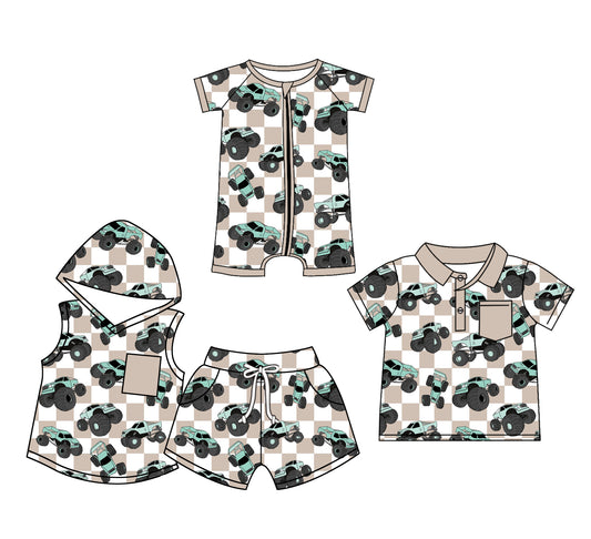 12.20 custom each style moq 5eta 4-6week Sibling Sister tractor baby boy short sleeve shorts sets and boy romper and top match design