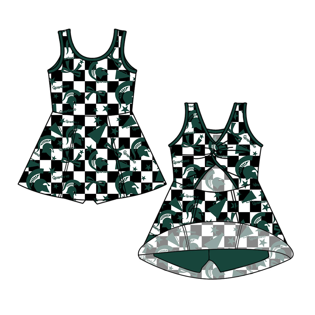 Custom moq 5 mix size milk silk summer teams baby girls clothes team bow green sleeveless skirts sets and dress 1 and dress 2 and dress 3-25.6.30