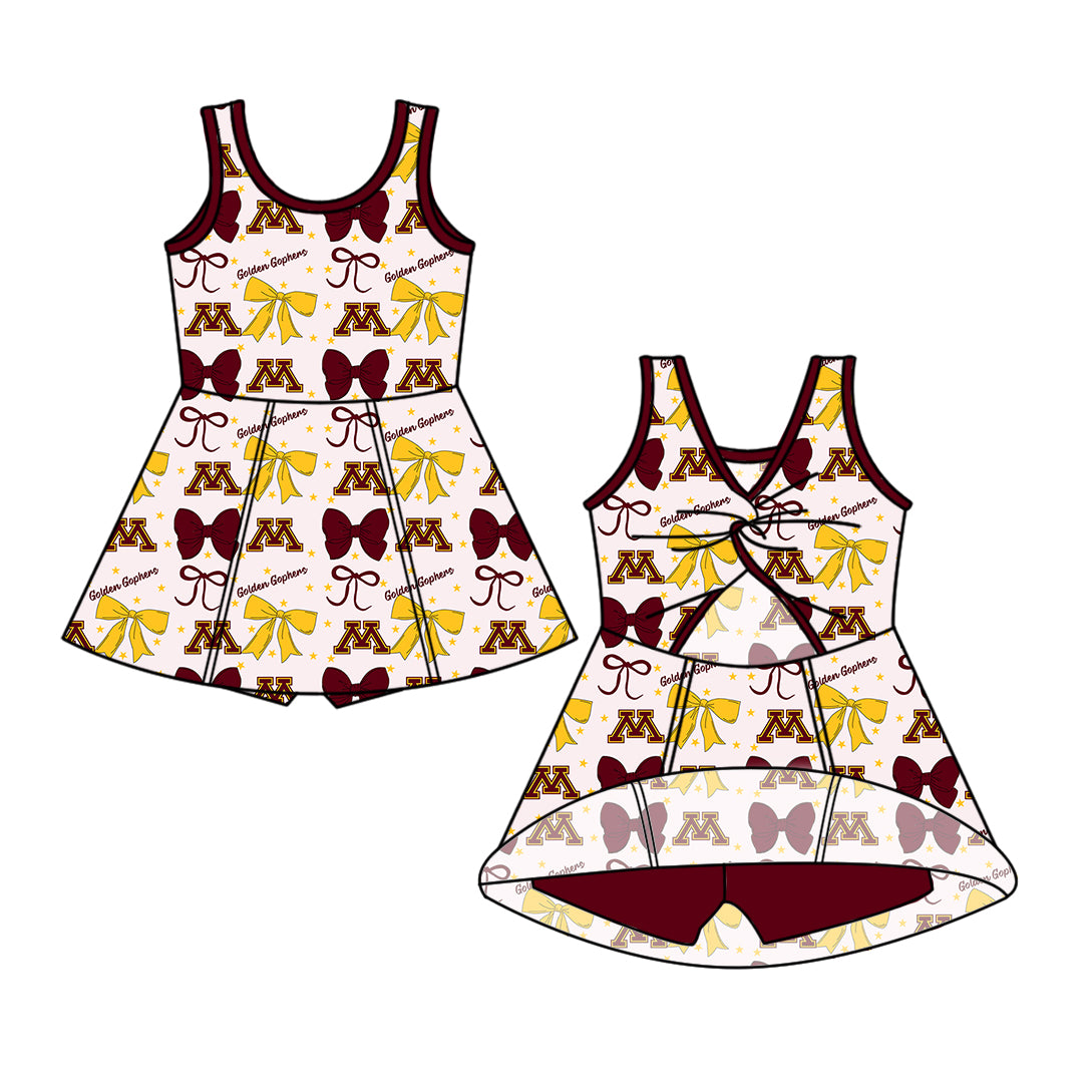 Custom moq 5 mix size milk silk summer teams baby girls clothes team bow brick red sleeveless skirts sets and dress 1 and dress 2 and dress 3-25.6.26
