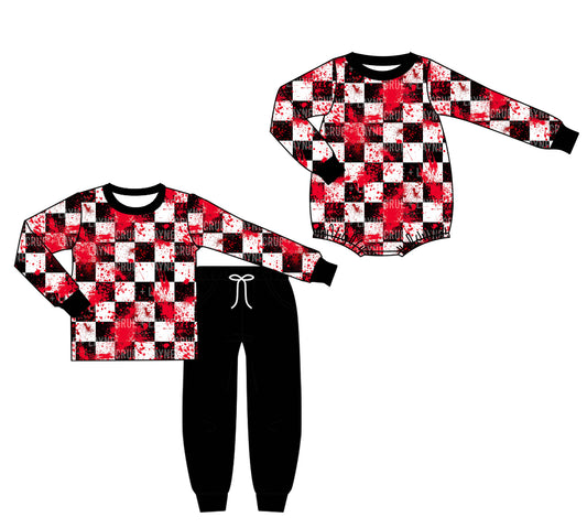 25.7.15 custom each style moq 5eta 4-6week Sibling Sister baby boy long sleeve pants sets and rompers match family design