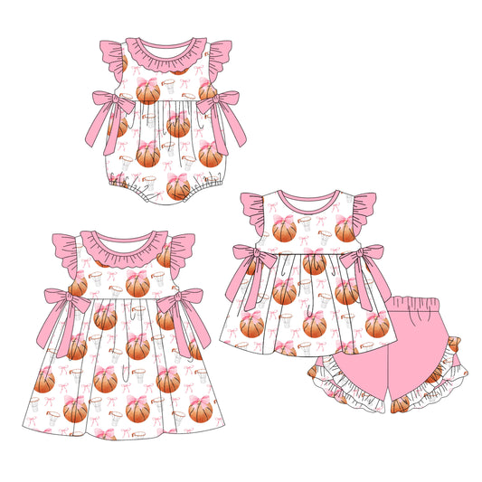 4.22 custom each style moq 5eta 4-6week Sibling Sisters football bow baby girl short sleeve shorts sets and dress and rompers match family design