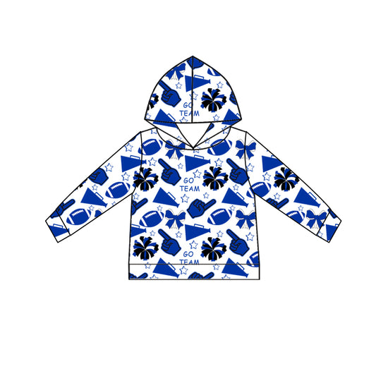 Custom moq 5 each style summer teams baby girls clothes team blue hooded long sleeve tops and short sleeve top and dress and shorts-25.6.12