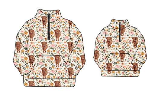 25.9.1 custom each style moq 5eta 4-6week Sibling Sister alpine floral baby long sleeve top and adult top match design