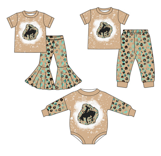25.5.8 custom each style moq 5eta 4-6week Sibling Sisters riding horse baby girl short sleeve pants sets 1 and sets 2 and dress and romper match family design