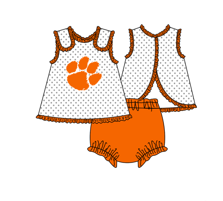 Custom moq 5 mix size milk silk summer teams orange Polka Dot Baby Romper Set Short-Sleeved Thong Dress for Girls And Short-Sleeved Shorts for Boys Cute Baby Outfit Combination
