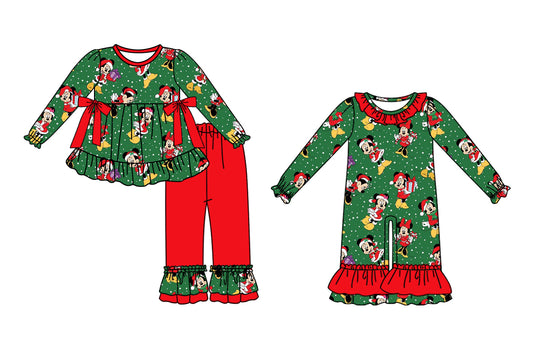 25.8.1 custom each style moq 5eta 4-6week Sibling Sister Christmas baby girl long sleeve pants sets and rompers match family design