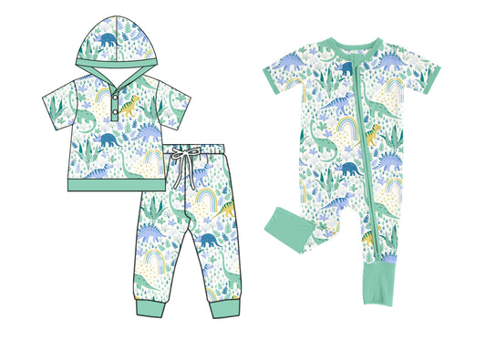 5.6 custom each style moq 5eta 4-6week Sibling Sister dinosaur baby boy short sleeve pants sets and rompers match family desigmn