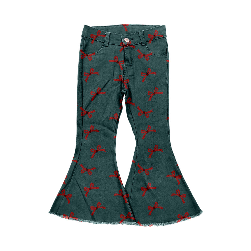 7.3 custom each style moq 5eta 4-6week baby girl clothes bow bell bottom pant jeans pant