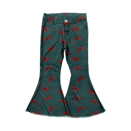 7.3 custom each style moq 5eta 4-6week baby girl clothes bow bell bottom pant jeans pant