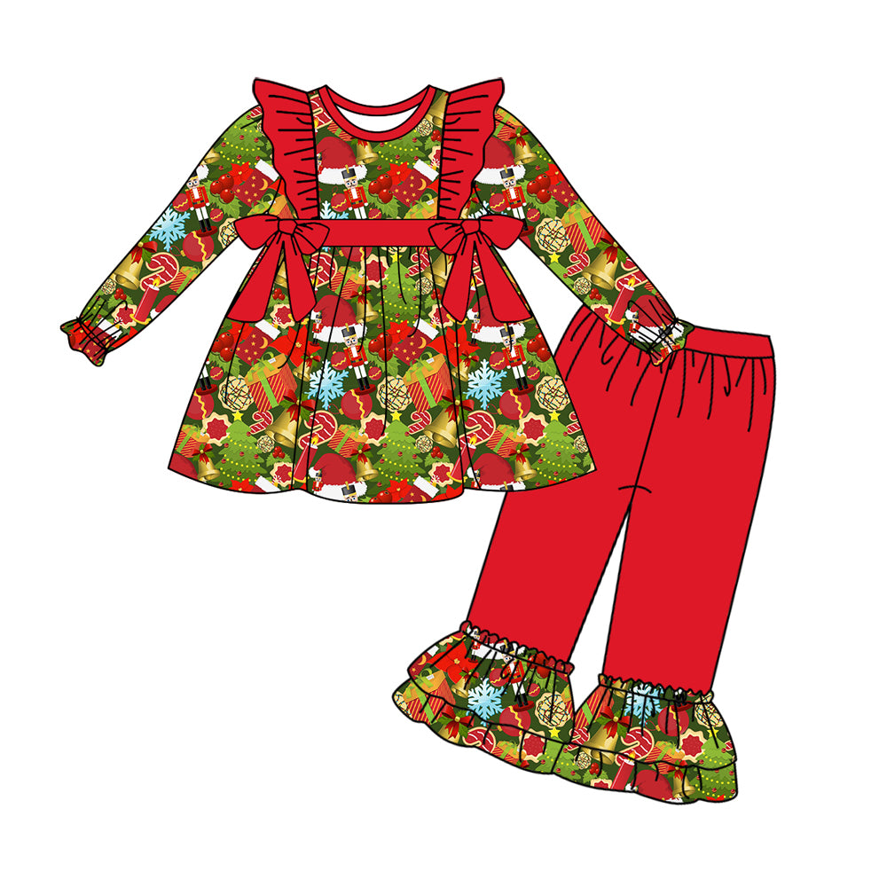 7.9 custom each style moq 5eta 4-6week Sibling Sister Christmas red baby girls sets and dress and rompers match family design