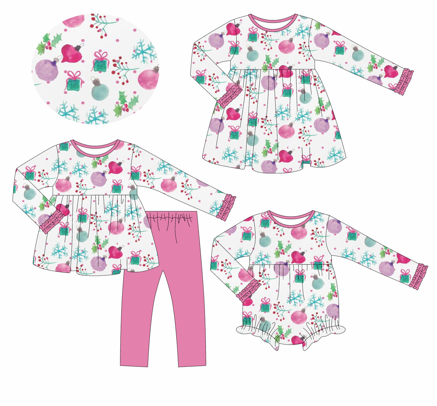 25.6.9 custom each style moq 5eta 4-6week Sibling Sisters Christmas gift bow baby girl long sleeve pants sets and dress and rompers match family design