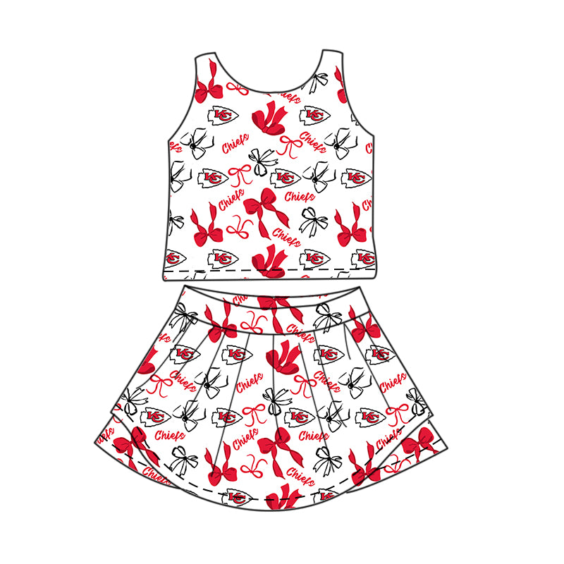 Custom moq 5 mix sizes summer teams baby girls clothes team red short sleeve skirts shorts sets 1 and skirts sets 2 and dress 1 and dress 2 and dress 3 and dress 4-25.6.4