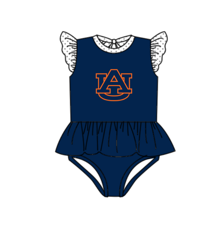 Custom moq 5 mix size milk silk summer teams baby girl boys clothes Navy Blue Two-Piece Swimsuit Set One Piece Swimsuits boy swim trunks